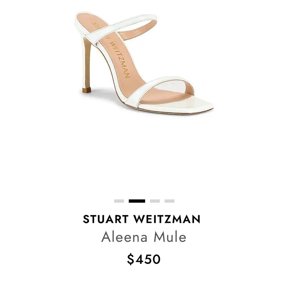 Stuart Weitzman White Aleena Mule Strappy Square Toe Heels - Picture 2 of 10